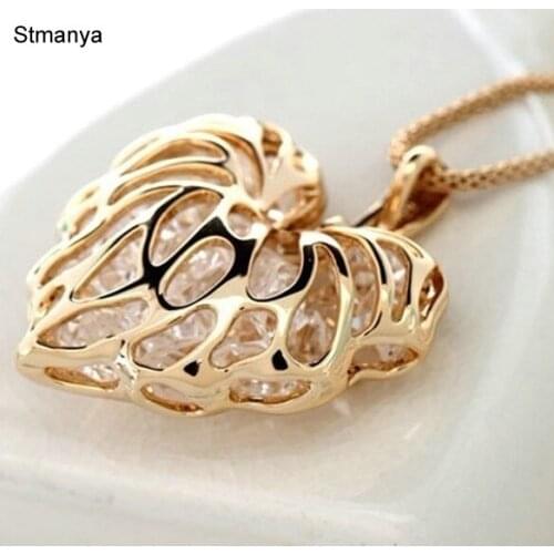 Heart Necklace - Fashion woman full heart-shaped crystal rhinestone pendants necklace sweater long Necklace N1054