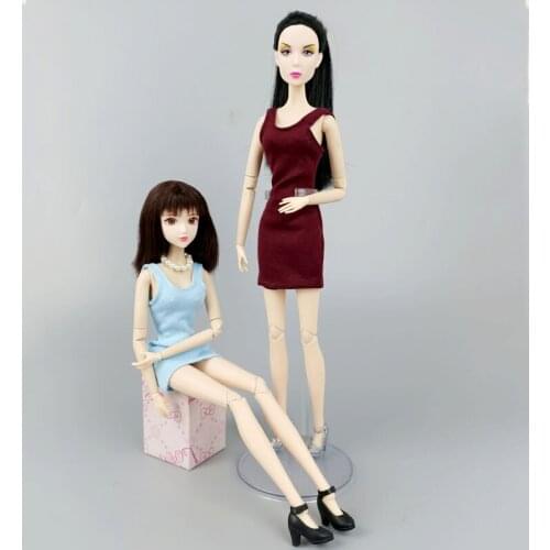 Fashion 2 Color Sleeveless Tank Dresses For Barbie Doll Outfits Casual Wear Costume For 1/6 BJD Dolls Accessories Kids DIY Toys
