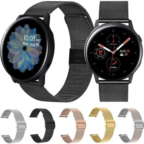 Active2 20mm Watch Band For Samsung galaxy watch Active 2 44mm 40mm Strap Milanese Stainless Steel Watchband Bracelet Wristband