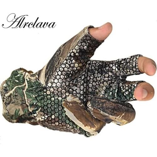 Fishing Camouflage Gloves Exposed Three Finger Breathable Anti-skid Sunscreen Riding Gloves