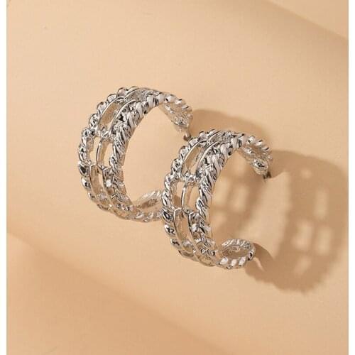 European And American Metal Chain C-Shaped Earrings Simple And Wild Hollow Plating Ear Hoops Woman