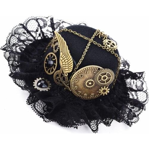 Steampunk Hat Shape Retro Lolita Gear Top Hat Hairpin Performance Accessories Halloween Party Hairpin