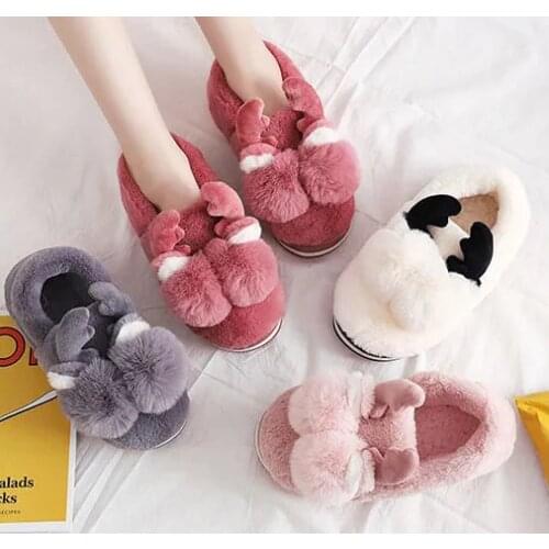 Winter House Warm Faux Fur Fashion Shoes Woman Slip on Flats Men Female Slides Black Pink Cozy Home Furry Bule Slippers Grey