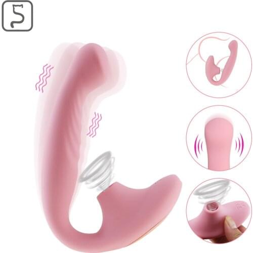 Usb Charging G-point Silicone Waterproof Double-headed Vibrator Female Sucking Massage Vibrator Adult Sex Toys