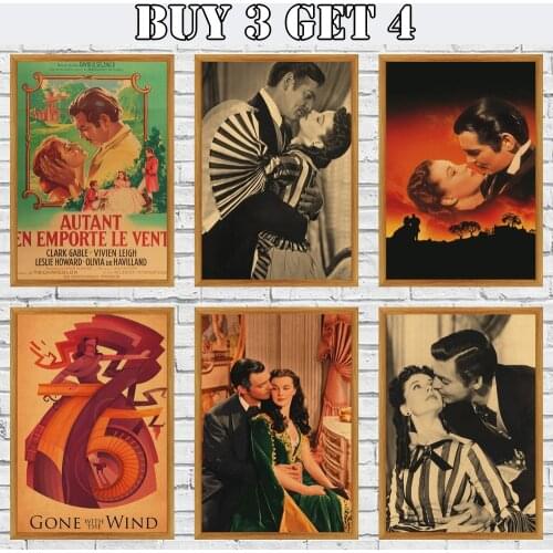 Gone With The Wind Poster Clear Image Wall Stickers Home Decor Quality Kraft Paper Home Art Brand