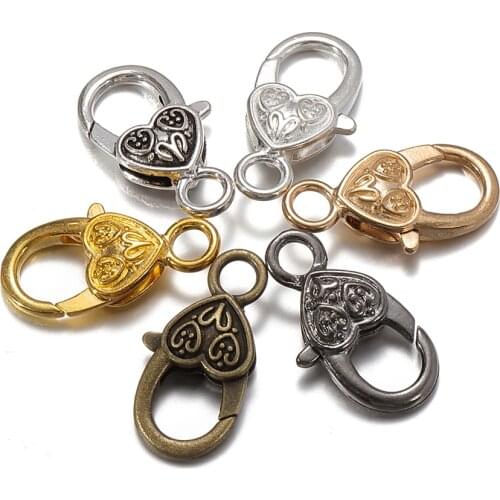 10pcs 26x15mm Lobster Clasp Hooks Necklace Bracelet Chain Heart Clasp Jewelry Accessories for Jewelry Making Wholesale DIY