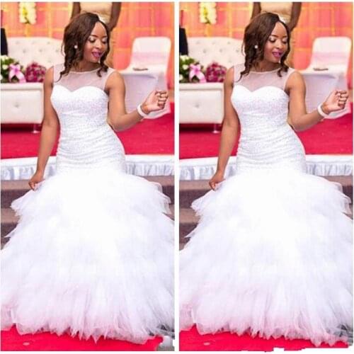 High quality new fashion fishtail mermaid off shoulder Ruffle Luxury Ball Gown woman Wedding Dresses Bride Bridal Gown