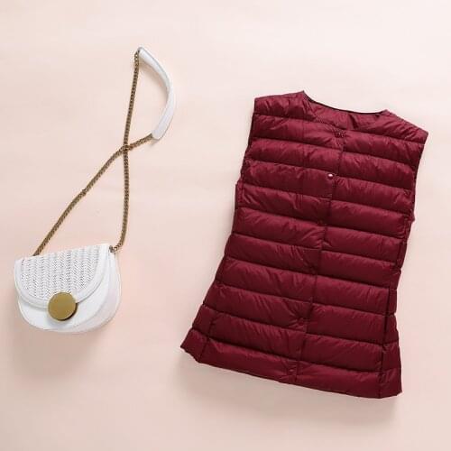 2021 Women Sleeveless Vest Winter Warm Plus Size 3XL Down Jacket Female Ultra Light White Duck Down Women Vest