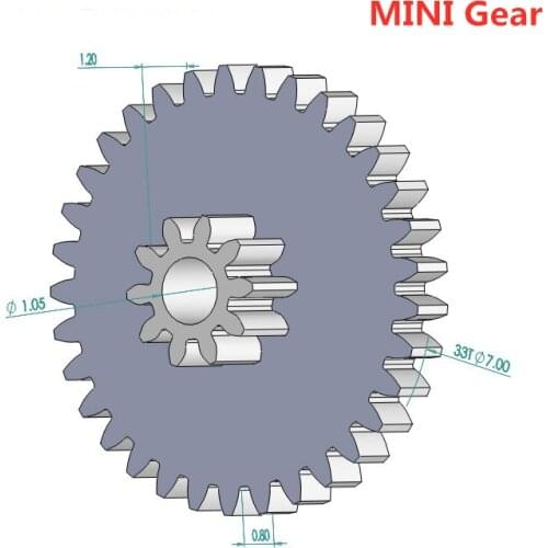 0.2M 10T 33T 1.0mm 1.05MM Hole Shaft Duplex Double Gear DIY Model