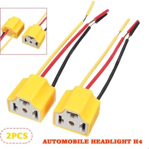 1 Pair H4 Female Ceramic Car Headlight Connector Plug Adapter Socket High Heat Resistant Car Accessories Socket Adapter