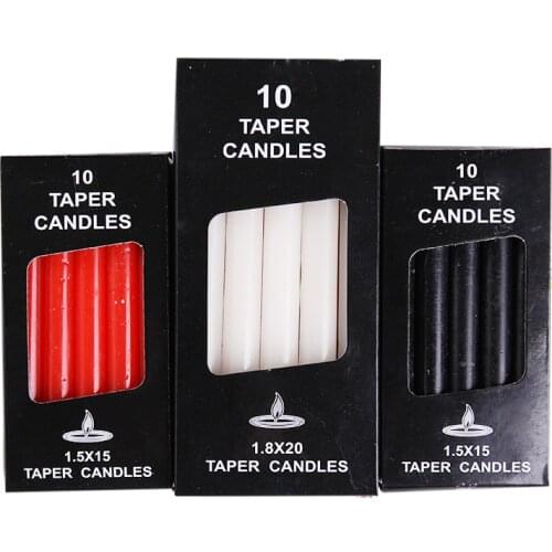 10pcs! Romantic Candlelight Dinner Candle Taper Rod Soy Wax Making for Party Halloween Wedding table decoration red white black