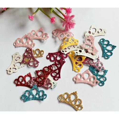 100pcs Mixed Glitter Leather Fabric Patches Crown Felt Applique for Craft/Clothes DIY Scrapbooking Accessories