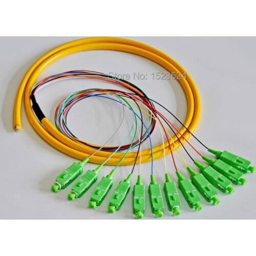12 Cores 12-Fiber 0.9mm 1.5m 9/125 Singlemode SC/APC Bunchy Bundle Pigtail Fiber Optic Pigtail