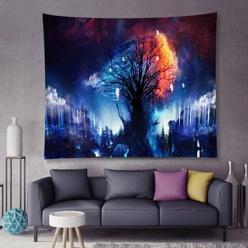 The Starry Sky Tree Tapestry Wall Hanging Hippie Witchcraft Psychedelic Farmhouse Decor Beach Bohemian Custom