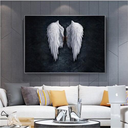 5D Diamond Painting Black White Design Angel Wings Wall mural Mosaic Rhinestone Art Diamond embroidery Poster Home Decor