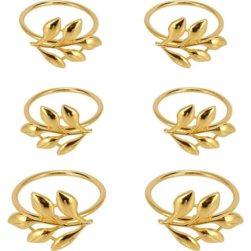 6Pcs/Lot Hotel Napkin Ring Napkin Holder Fall Leaves Napkin Buckle Christmas Wedding Party Gold Napkin Circle Dinner Table Decor
