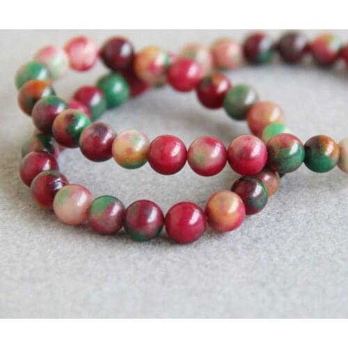 8mm Fashion Multicolor Red&Green beads chalcedony Round DIY stones 15" 2pc/lot Jewelry making design wholesale