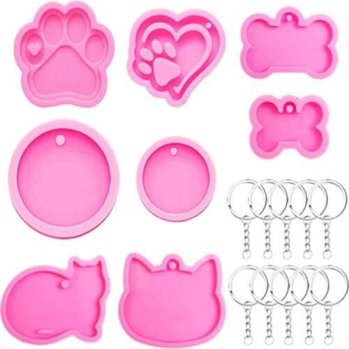 8pcs/set Cartoon Animals Silicone Mould Epoxy Mold for Jewelry Making Diy Keychains Necklace Earrings Mold Resin Art Supplies