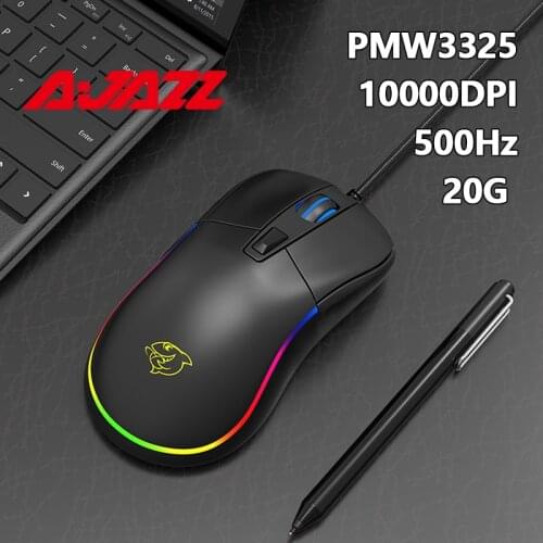 Ajazz Optical Sensor Game Mouse PMW3325 10000DPI Ergonomic Computer Mouse 6 Buttons RGB Backlit Mice for PC Laptop Notebook