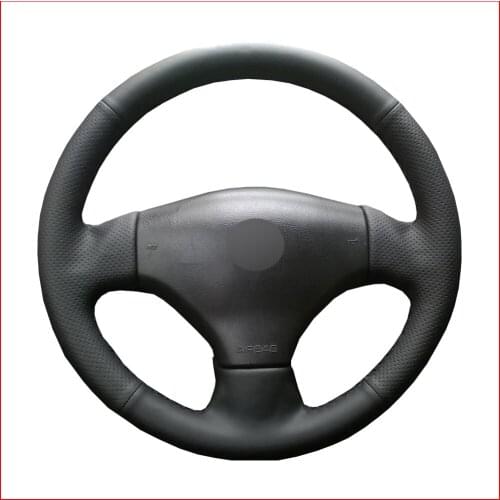 Black PU Artificial Leather Car Steering Wheel Cover for Peugeot 206 2002 2003 2004 2005 2006 Accessories