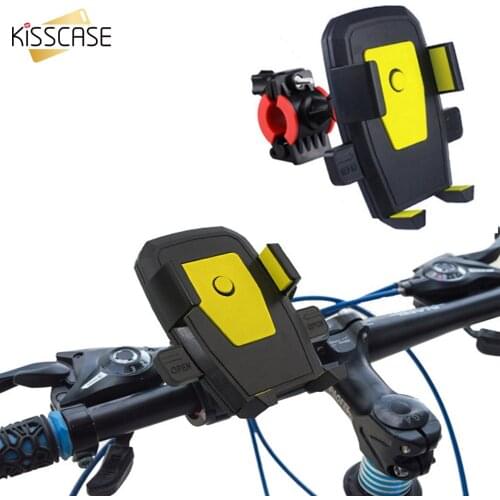 KISSCASE Auto Lock Bicycle Phone Holder 360Rotation Gravity Mobile Cell Phone Holder Bike Handlebar Clip Stand GPS Mount Bracket
