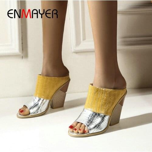 ENMAYER Luxury Shoes Women Designers Summer Outside Animal Prints Plush Size Slides Women Serpentine PU Wedges Heels Slipper