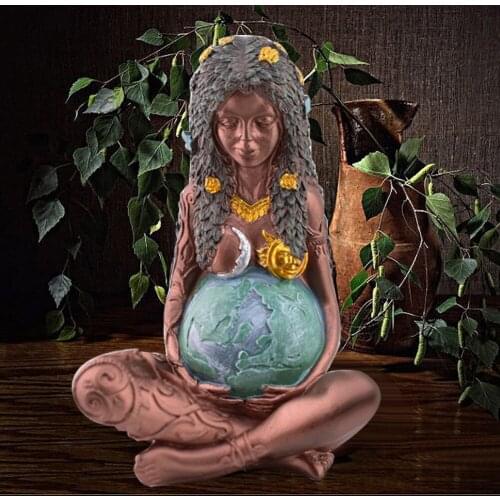 Ghia Mother Earth Statue Resin Mother Goddess Resin Figurine Garden Outdoor Sculpture Crafts Home Mama Earth 3D Art Decoration