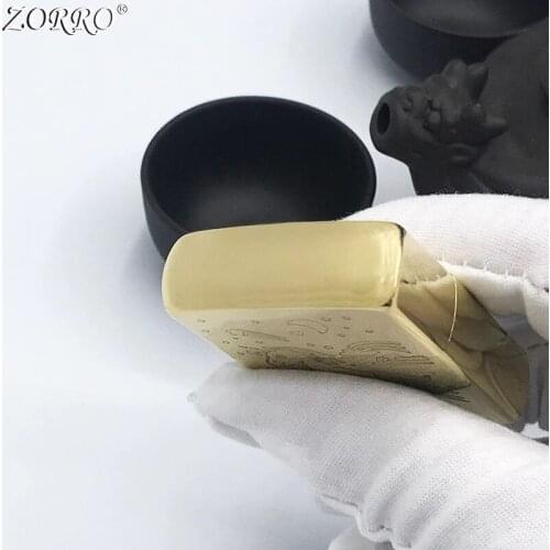 Zorro Kerosene Lighter Pure Copper Brass Carving Small Horse Pattern Handicraft Gasoline Oil Lighter Gift