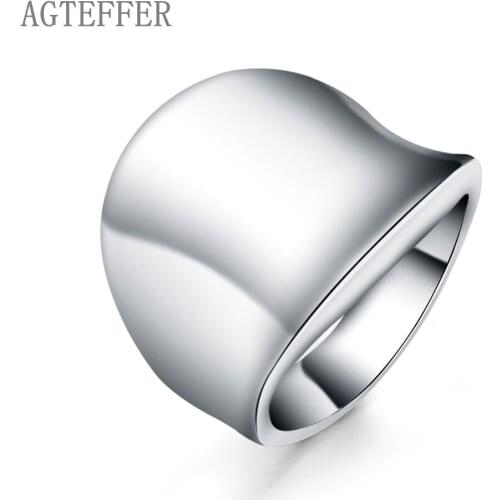 AGTEFFER 925 Sterling Silver Man Thumb Board Ring For Women Fashion Wedding Engagement Party Gift Charm Jewelry