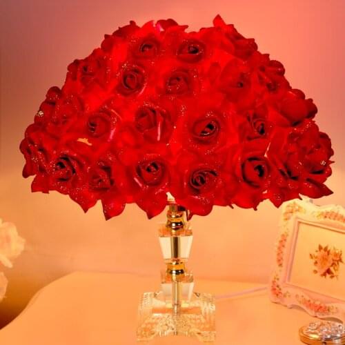 Colorful Roses Flowers Desk Lamp Marriage Room Bedroom Beautiful Romance Decorative Table Lamp