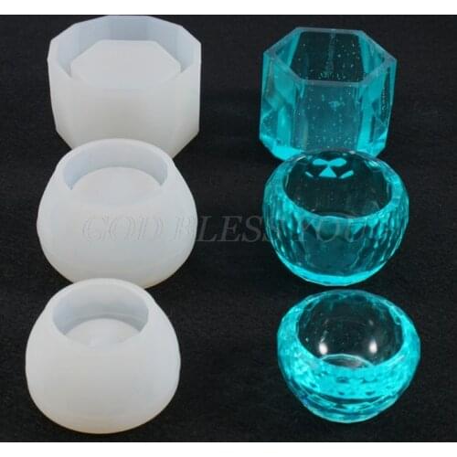 3 Pcs/Set Round Bowl Hexagon Cup Dishes Casting Silicone Mould DIY Crafts Making Tool Crystal Epoxy Resin Mold Drop Shipping