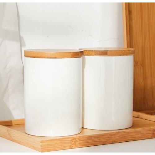 Japan style Kitchen Storage Tank Acacia Wood Sealed Transparent Honey Bottle Snacks Milk Powder Bottles