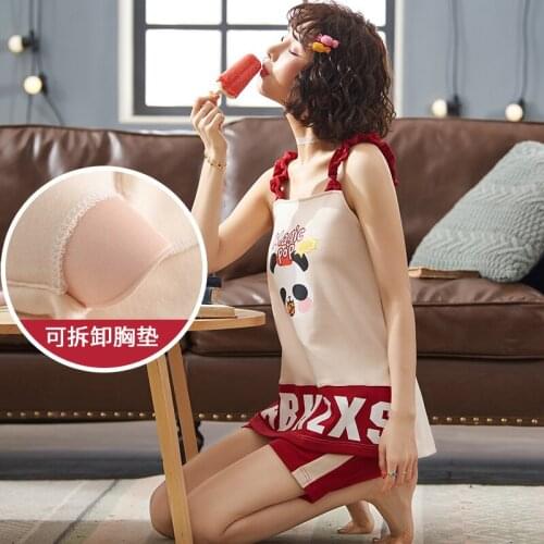 Summer Cotton Sleeveless vest Chest Cushion Cartoon Sweet Lovely Suit Household Set