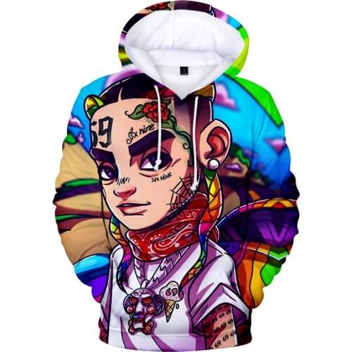 2021 New cool 6ix9ine autumn 3D hoodies men women hip hop rap animation cute style u6ix9ine printing men 3d hooded sweatshirt