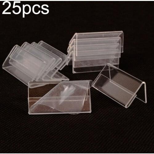 25pcs Transparent Price Tag Stand Plastic Sign Display Holder Card Label Racks 20x40mm Tag Price Frame Frame Holder New 2020
