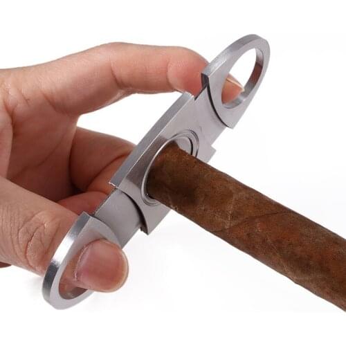 Portable Cigar Cutter Double-Edged Cigar Scissors Stainless Steel Metal Classic Cutters Guillotine Cigar Shears for Mens Gifts