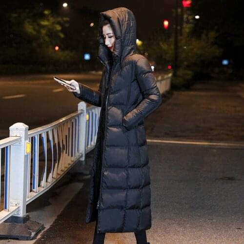 Plus Size 3XL 2020 New Winter Women Hooded Wadded Thick X-Long Coats Female Casual Cotton Padded Slim Puffer Jacket Parkas W28