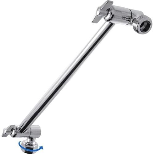 Adjustable Shower Arm Extension By, Brass Shower Head Extension Arm with High Polished Chrome Finish 11+ Inch