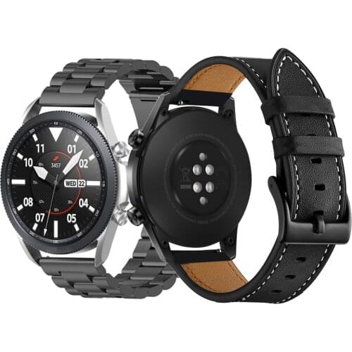 Genuine Leather Band For Samsung Galaxy Watch 3 45mm 41mm Stainless Steel watch Strap For Galaxy Watch Active 42mm 46mm