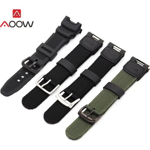 Silicone Strap Nylon Band for Casio SGW-100 SGW100 Stainless Steel Buckle Waterproof Men Sport Replace Bracelet Watch Accessory