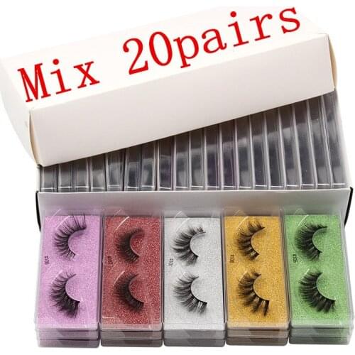 Mix 20 Pairs 3D Mink Lashes Eye Beauty Makeup Eyelash Classic Red Yellow Green Purple Silver Card Gift Box