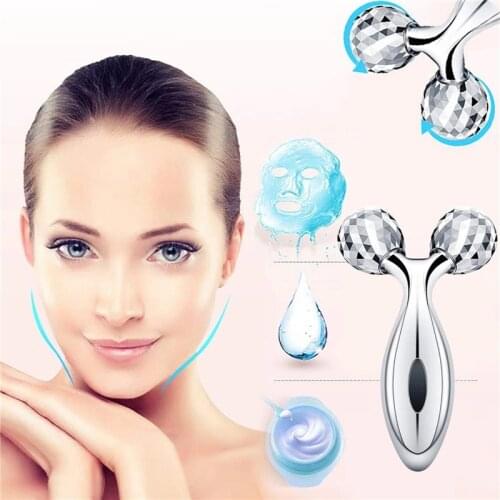 Silver 3D Roller Massager 360 Rotate Thin Face Full Body Shape Massager Lifting Wrinkle Remover Relaxation Facial Massage Tool