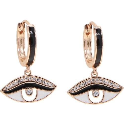 Luxury Crystal White and Black Enamel Evil Eye Drop Earrings 2021 for Women Punk Vintage Dangle Hanging Earring Jewelry Gifts