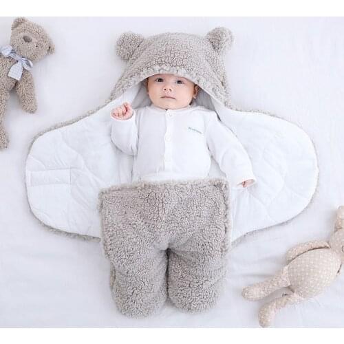 Newborn Sleeping Bag Lamb Velvet Swaddle Autumn Winter Thicken Warm Split Leg Quilt Wrapper Stroller Sleeping Bag Infant Blanket