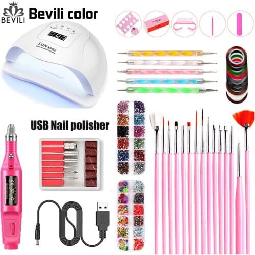 80W UV LED Nail Lamp with 36Pcs Led For Manicure Gel Nail Dryer Drying Nail Polish Lamp 30s/60s/99s Nail Art Set US Plug