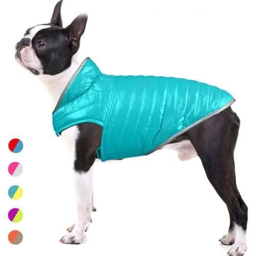 Double-side Dog Clothes Warm Coat Reflective Waterproof Cat Dog Down Jacket For French Bulldog Lightweight Coat For Dog Clothes