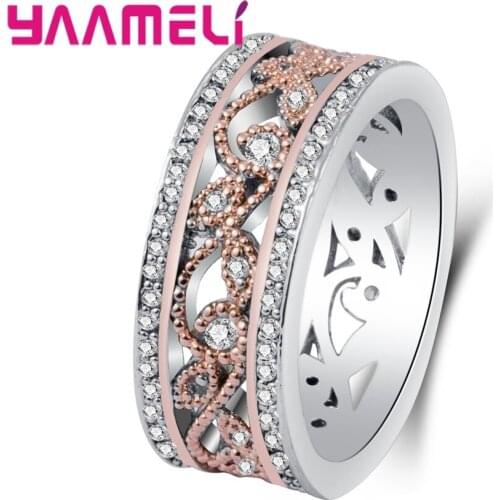 Gorgeous Hollow Unique Design Rose Gold Color 925 Sterling Silver Rings for Women Bague Femme Anillos Ringen Gift