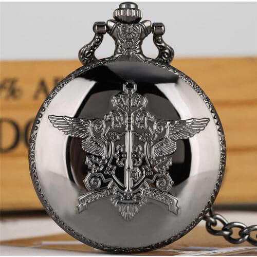 Black Butler Pocket Watch Quartz Analog Slim Chain Pendant Watch 2020 New Arrival Fob Clock relogio de bolso