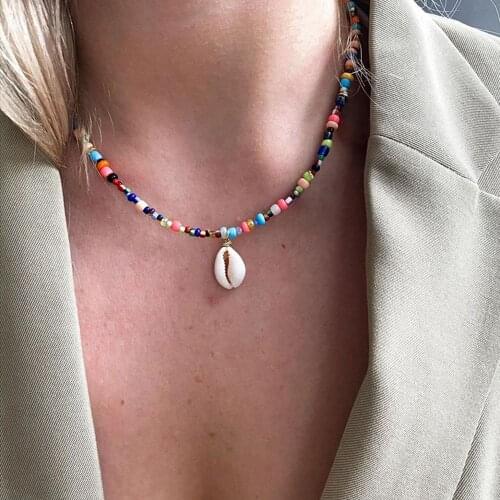 ZOVOLI Bohemian Colorful Bead Shell Necklace for Women Summer Short Beaded Collar Clavicle Choker Necklace Female Jewelry