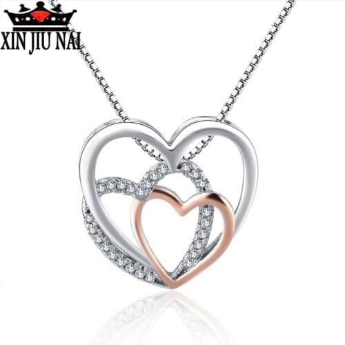 2020 popular necklace jewelry store pendants gold love new heart-shaped fashion box silver chain women